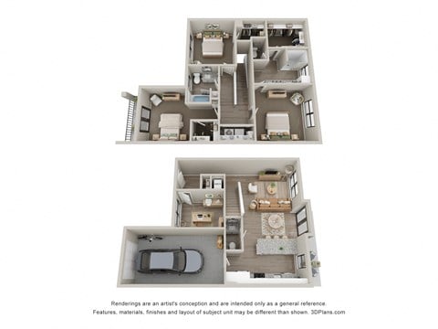 Floor plan for 3 beds, 2.5 baths, 1703 sqft